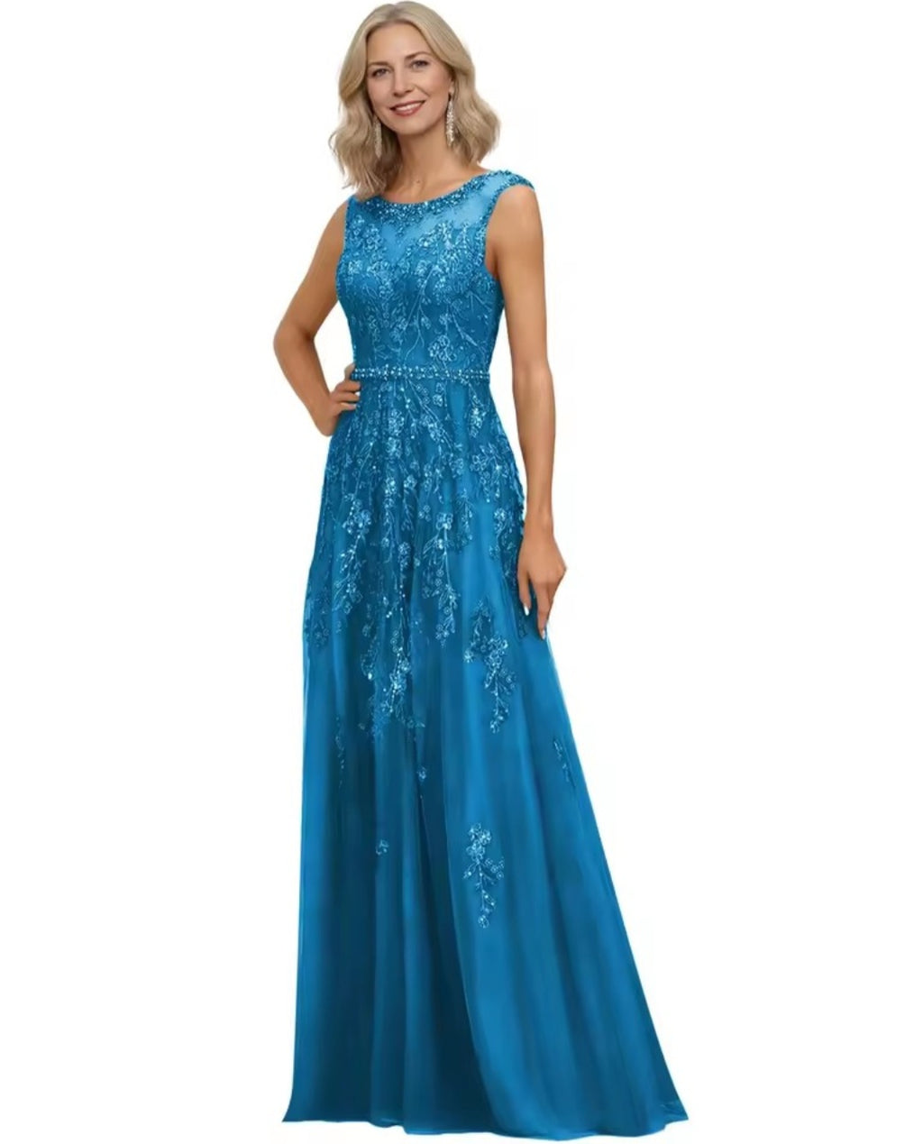 Vestido Longo Bordado em Tule Illusion Francês com Cristais Swarovski – Mãe de Noiva GRF-0035
