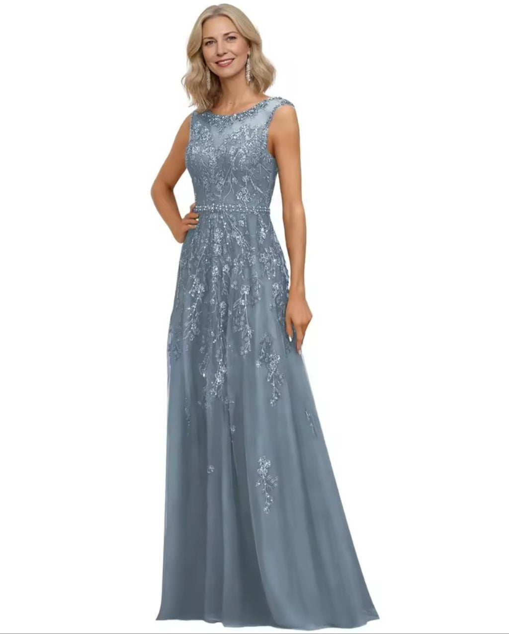 Vestido Longo Bordado em Tule Illusion Francês com Cristais Swarovski – Mãe de Noiva GRF-0035