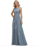 Mãe de Noiva - Vestido Longo Bordado em Tule Illusion Francês com Cristais Swarovski - GRF-0035 - imagem 6