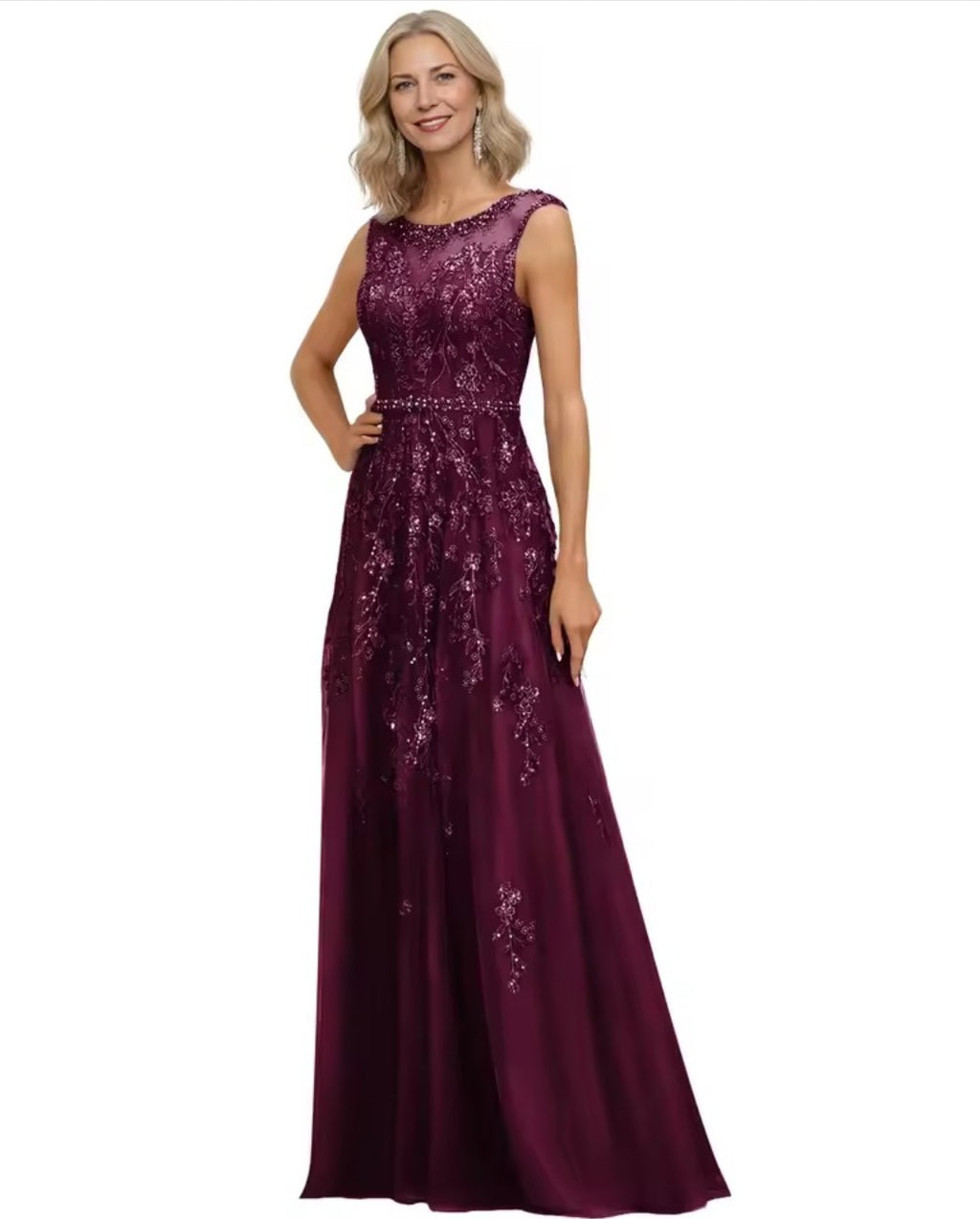 Vestido Longo Bordado em Tule Illusion Francês com Cristais Swarovski – Mãe de Noiva GRF-0035