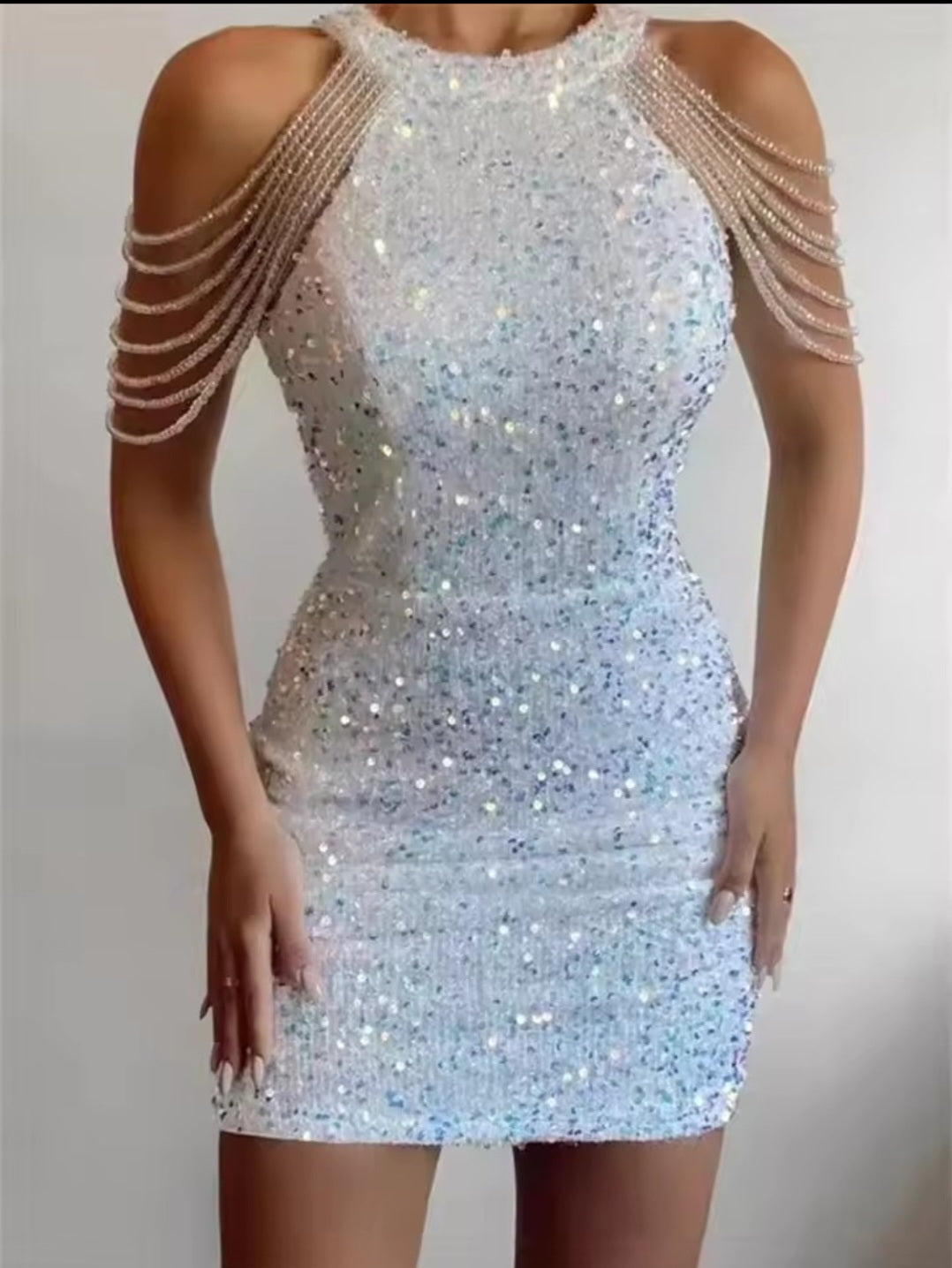 Vestido Balada Tubinho Bordado com Cristais Swarovski e Franjas de Pedrarias – GRF-0022