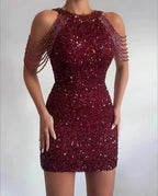 Balada - Vestido Tubinho Bordado com Cristais Swarovski e Franjas de Pedrarias - GRF-0022 - imagem 4