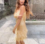 Balada - Vestido Luxo com Franjas de Pedrarias e Plumas - GRF-0019 - imagem 5