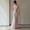Vestido Royale Alto Luxo em Musseline de Seda Francesa com Flores de Seda, Cristais Swarovski e Franjas em Camadas – GRF-0043