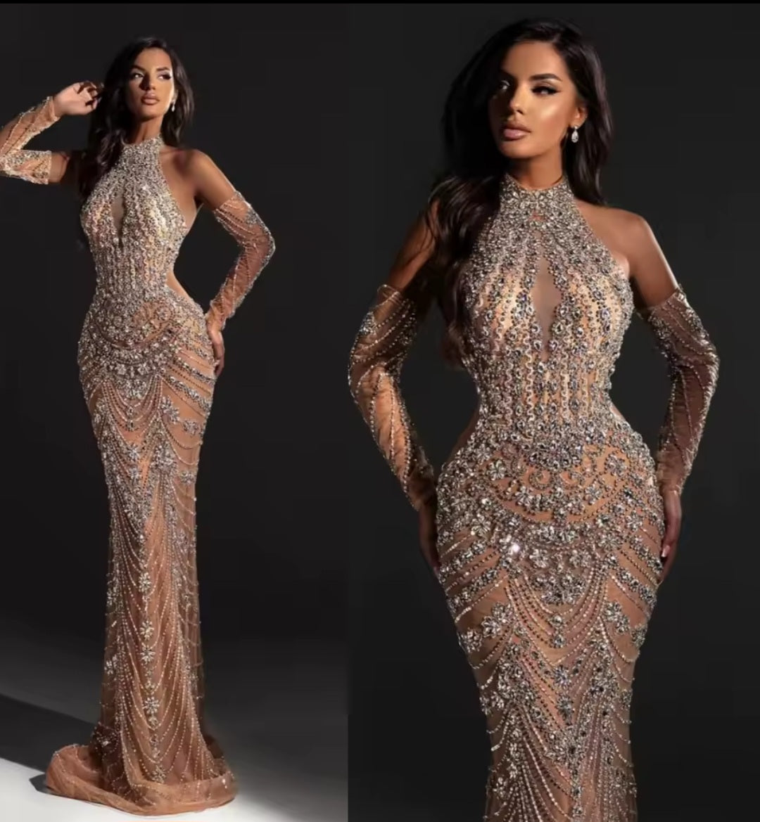 Coleção Royale – Vestido Premium Alto Luxo Bordado em Cristais Swarovski – GRF-0050