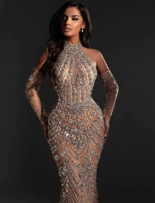 Coleção Royale – Vestido Premium Alto Luxo Bordado em Cristais Swarovski – GRF-0050