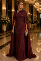 Vestido Mãe de Noivos GRF-0100 com capa e bordado em pedrarias – foto 4