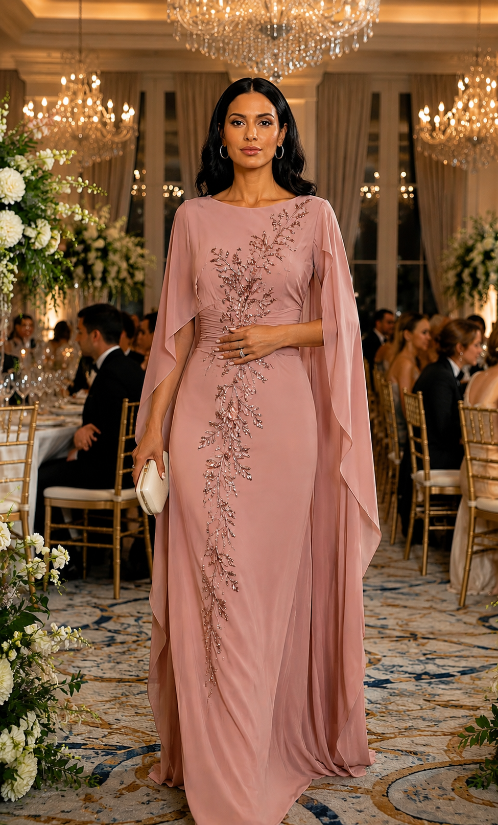 Mãe de Noivos - Vestido Capa Bordado - GRF-0101 - imagem 2