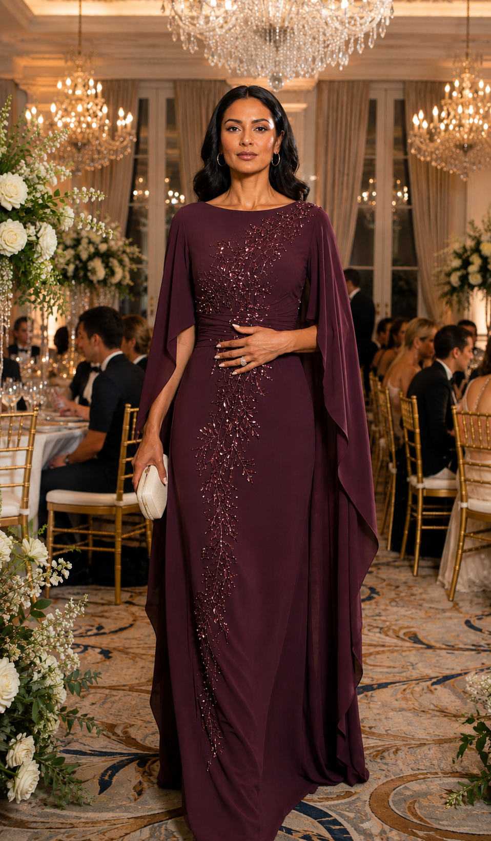 Mãe de Noivos - Vestido Capa Bordado - GRF-0101 - imagem 4