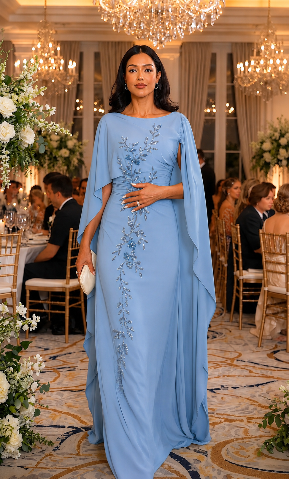 Mãe de Noivos - Vestido Capa Bordado - GRF-0101 - imagem 3