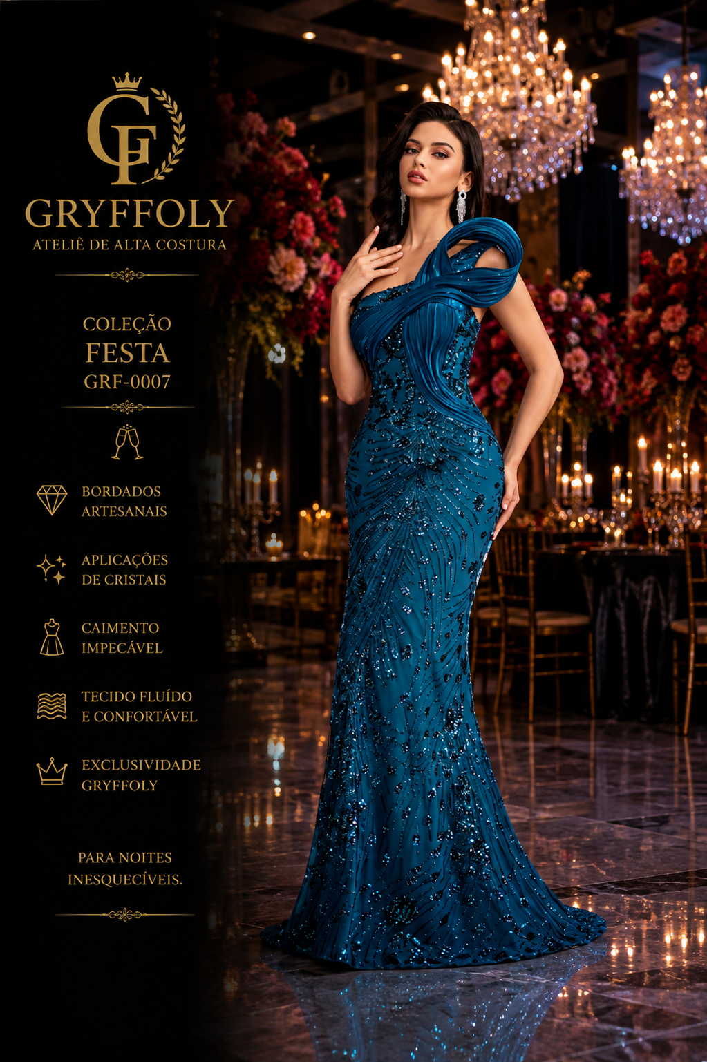 Formandas - Vestido de Festa Azul Petróleo - GRF-0007 - imagem 1