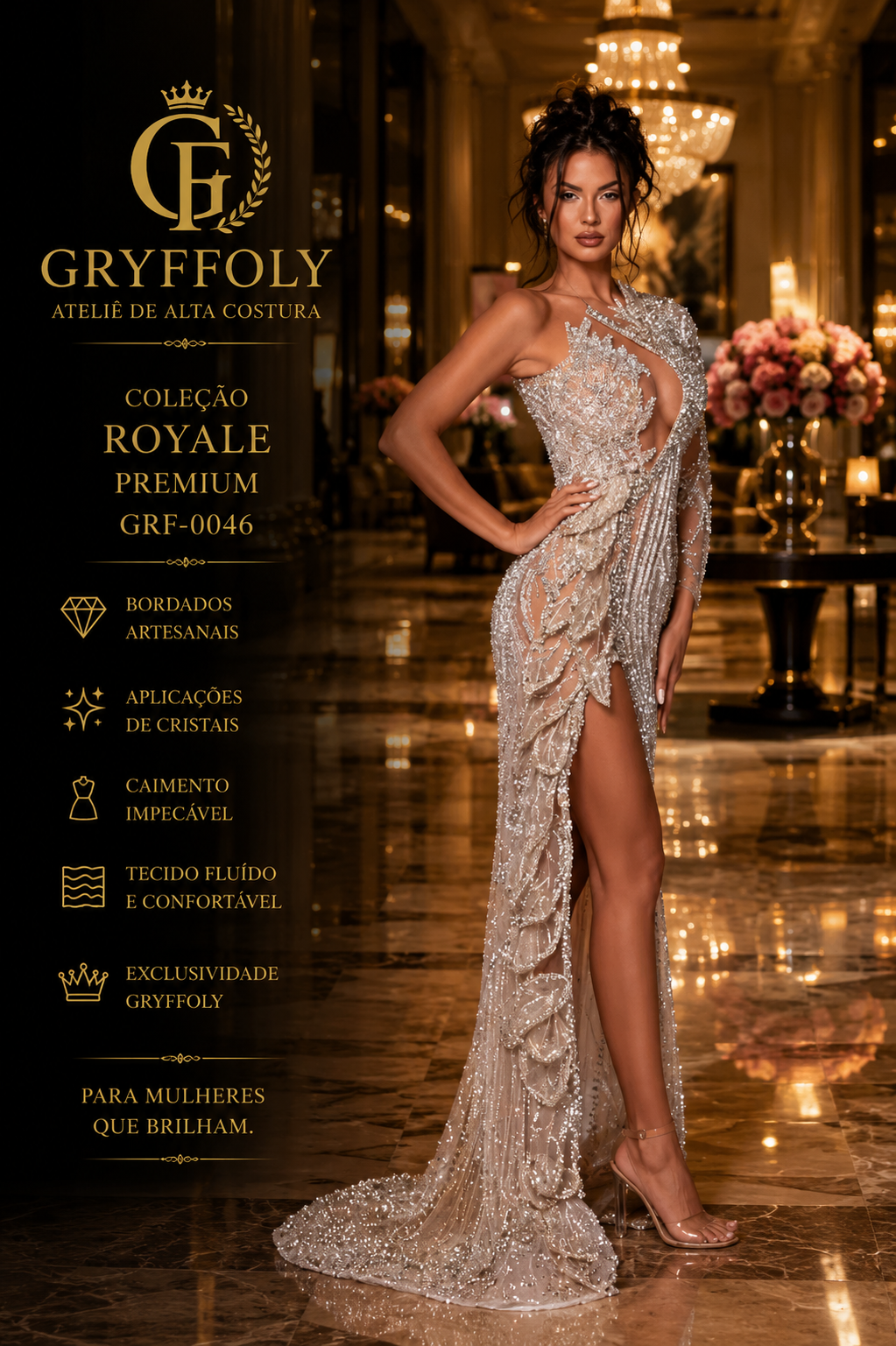 Royale Premium - Vestido Alto Luxo Bordado em Cristais Swarovski - GRF-0046 - imagem 1