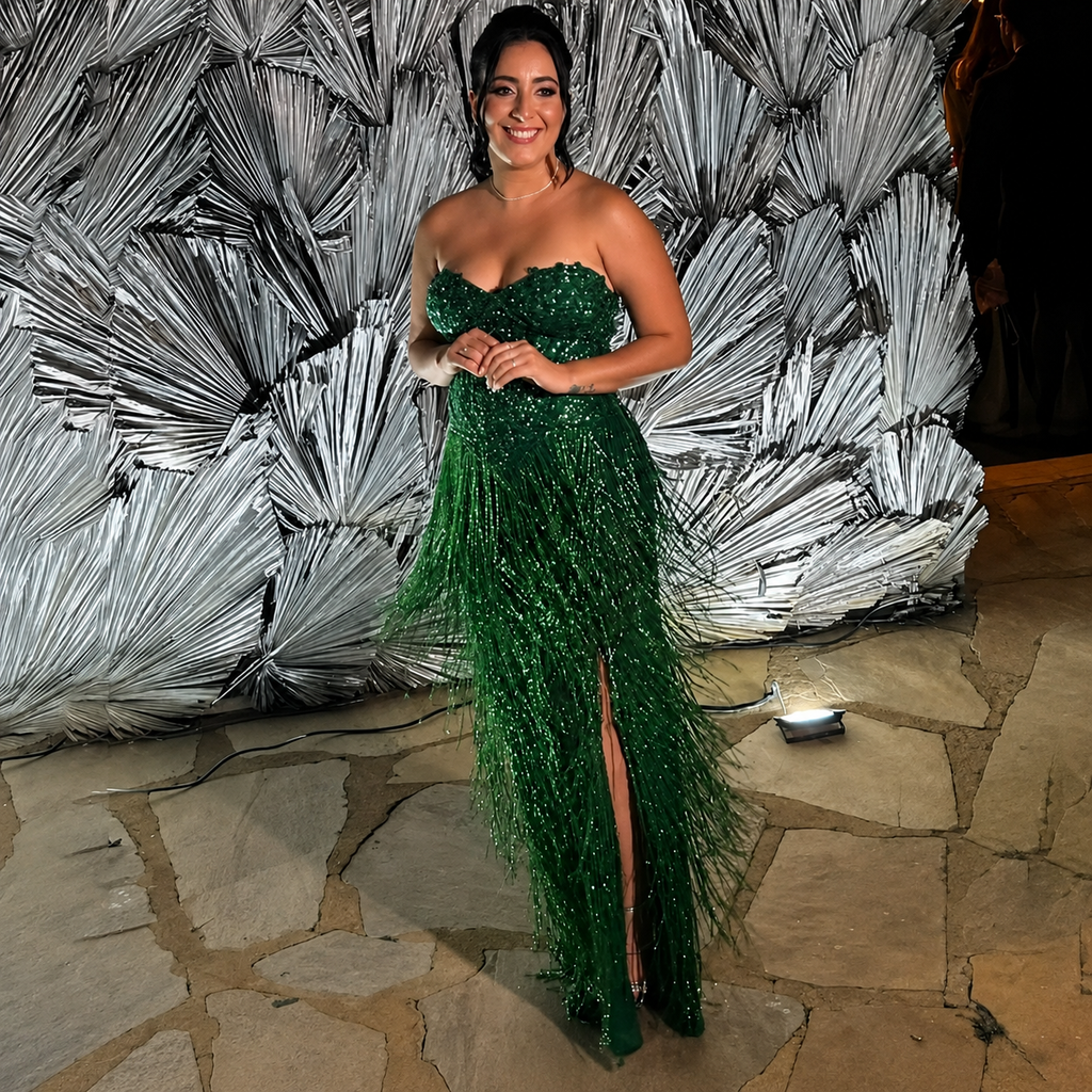Vestido Royale Alto Luxo com Franjas em Cristais Swarovski – GRF-0012