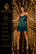 Balada - Vestido Luxo com Franjas de Pedrarias e Plumas - GRF-0019 - imagem 1