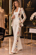 GRF 0103 off-white – conjunto de alfaiataria de gala bordado